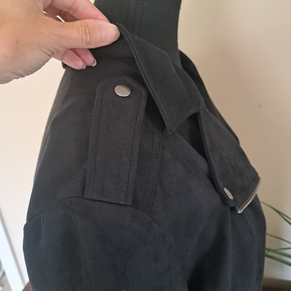 Philosophy Republic Clothing Black Moto Jacket Ladies Size Large Knit Faux Suede - Picture 6 of 12